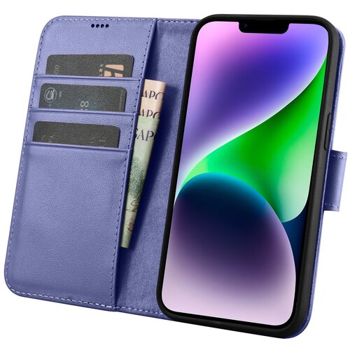 ICARER 2v1 usnjena preklopna torbica za iPhone 14 Anti-RFID denarnica svetlo vijolična, (21522199) Cene