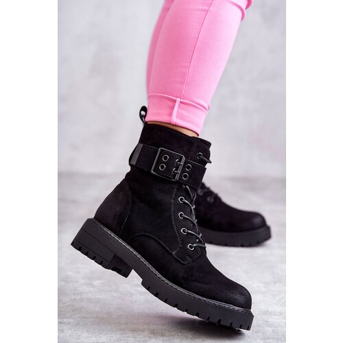 Boto Women's Lace-up Suede Flat Heel Boots Black Firmina Cijene
