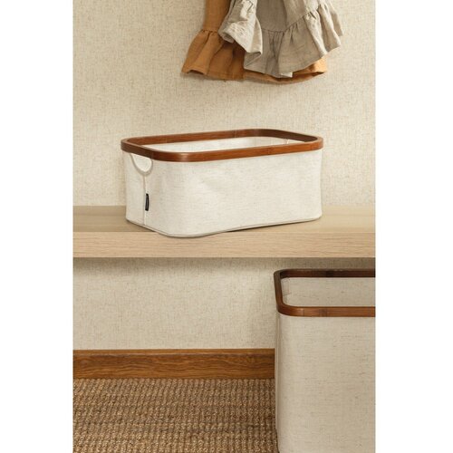 Bigso Kremno bela tekstilna &amp;scaron;katla za shranjevanje 38x26x16 cm Bamboo/Linen &amp;ndash; Slike