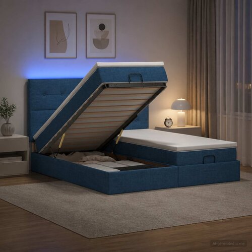  Krevet od pjene s madracem i LED-om Plava 180 x 200 cm Tkanina Cijene
