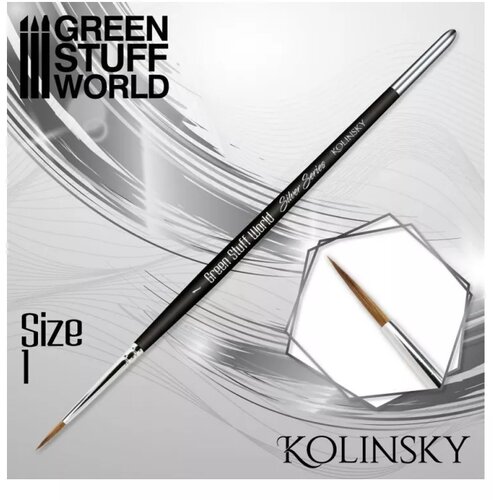 Green Stuff World pincel kolinsky / kolinsky brush size #1 - silver serie Cene