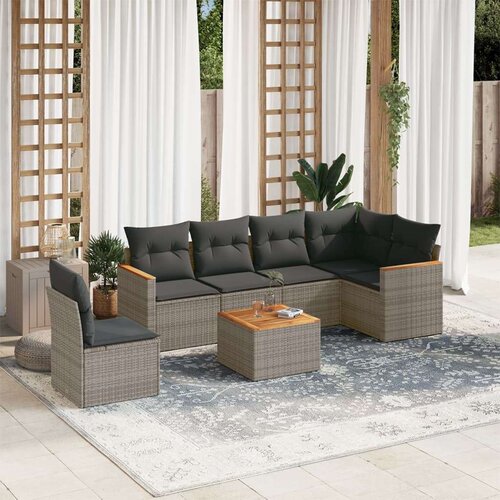  7-dijelni set vrtnih sofa sivi od poliratana Slike