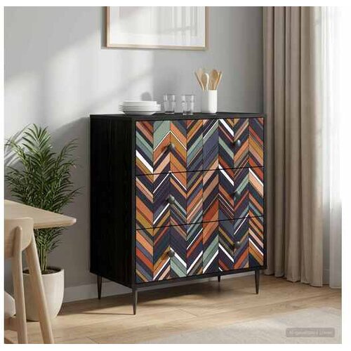 vidaXL Komoda OMMEN Geometrijski uzorak 66 x 36 5 x 76 cm Crni hrast - Geometrijski uzorak Cijene