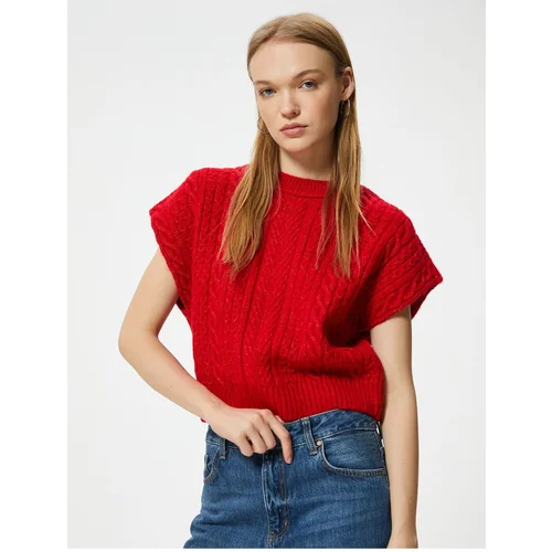 Koton Knitted Textured Sweater Crew Neck Bat Sleeve