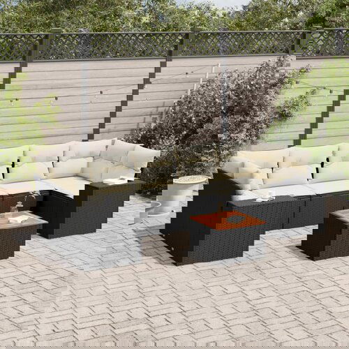 VidaXL 8-dijelni set vrtnih sofa od poliratana s jastucima crni Slike