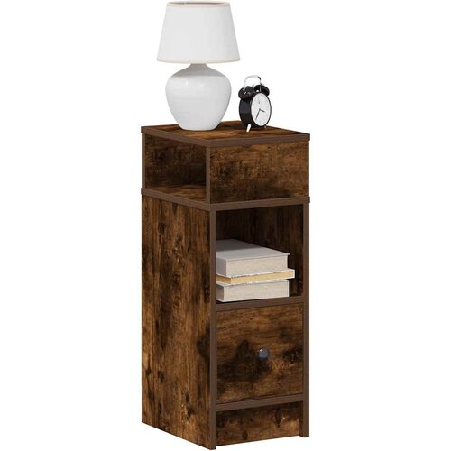vidaXL Nočne omarice s predalom 2 kosa dimljeni hrast 25x31x66 cm Cene