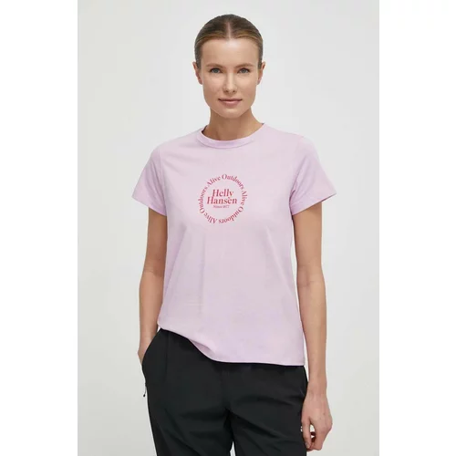 Helly Hansen Bombažna kratka majica ženski, roza barva
