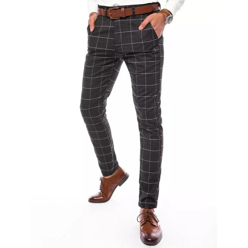 DStreet Dark gray UX3686 checkered men's chino trousers Cene