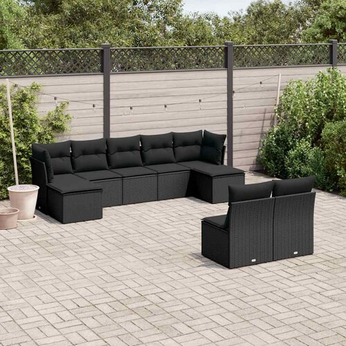  10-dijelni set vrtnih sofa od poliratana s jastucima smeđi Slike