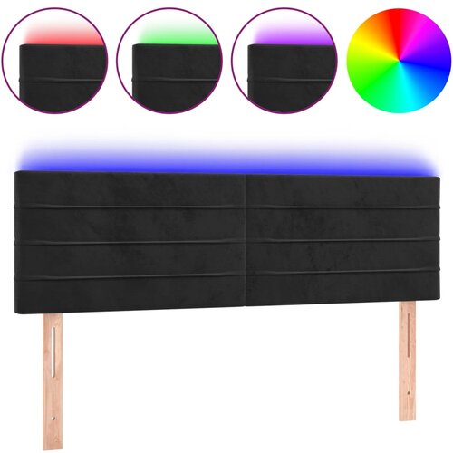 Maison Chic led posteljno vzglavje - vzglavna omarica - nočna omarica črno 144x5x78/88 cm blago, (21712224) Slike