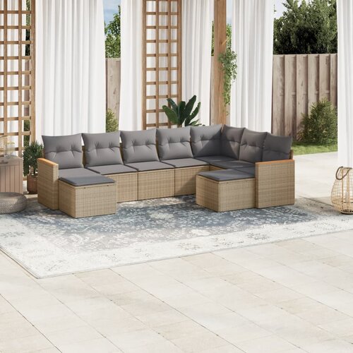 vidaXL 9-dijelni set vrtnih sofa s jastucima bež od poliratana Cijene