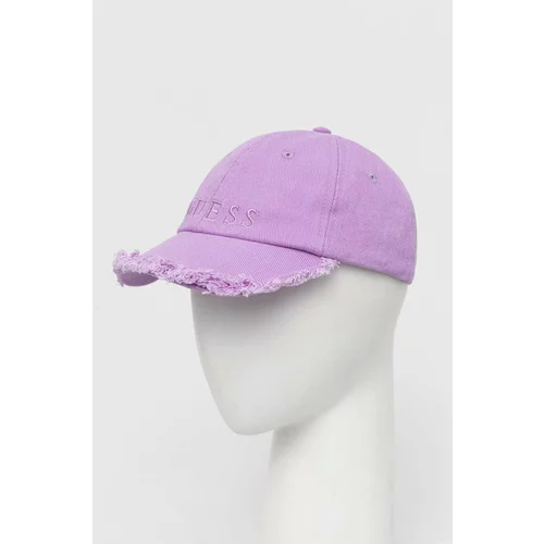 Guess Bombažna bejzbolska kapa vijolična barva
