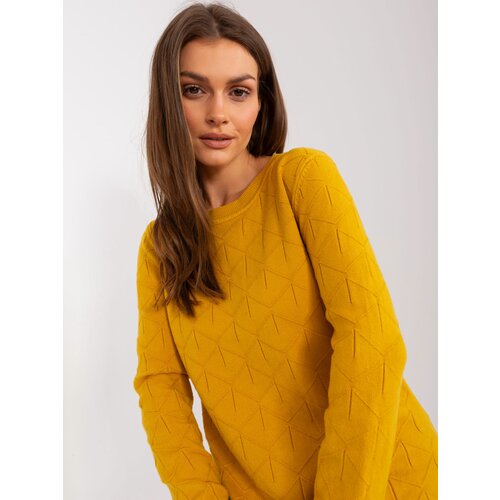 Fashion Hunters Dark yellow classic sweater with long sleeves Slike