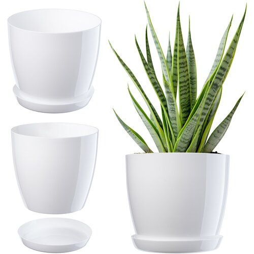 KADAX Cvetlični lonec s krožnikom Plastični pokrov Cvetlični lonec 16 cm Bel (5000353591) Slike
