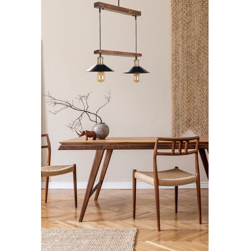 Opviq David 2 Li Ceviz Sıralı Metal Başlıklı Sarkıt BrownBlack Chandelier Slike