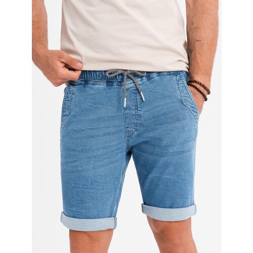 Ombre Men&amp;#039;s denim shorts with rolled up leg - light blue Slike