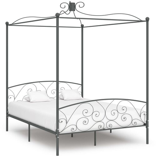 vidaXL okvir za krevet s nadstrešnicom sivi metalni 180 x 200 cm Cene