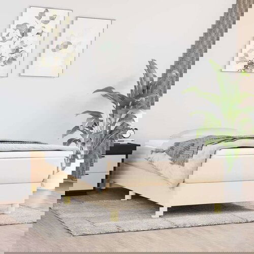  Za krevet s oprugama krem 90x190 cm od tkanine Slike