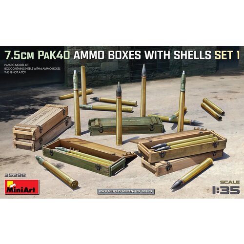 Miniart 7.5cm PAK40 ammo boxes with shells SET1, (21287256) Slike