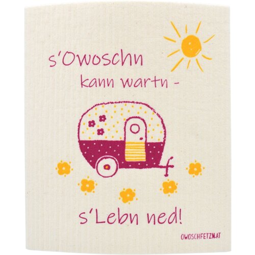  Gobasta krpa "s'Owoschn kann wartn - s'Lebn ned!" - roza/rumena Cene