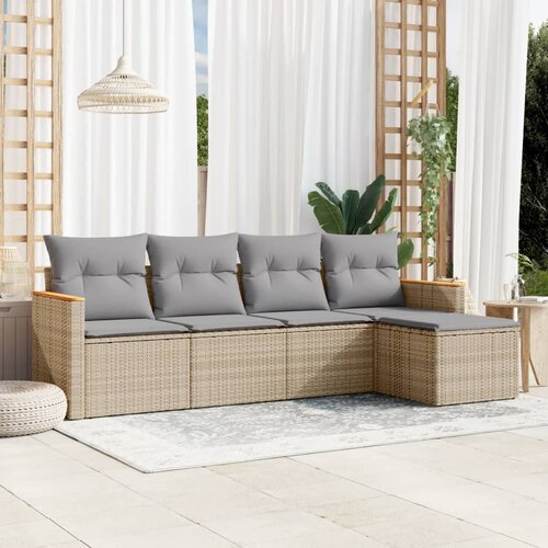  5-dijelni set vrtnih sofa s jastucima bež od poliratana Cijene