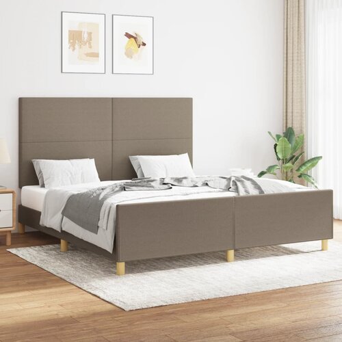 The Living Store Posteljni okvir z vzglavjem taupe 160x200 cm blago - Posteljni Okvir Z Vzglavjem, (21503645) Slike