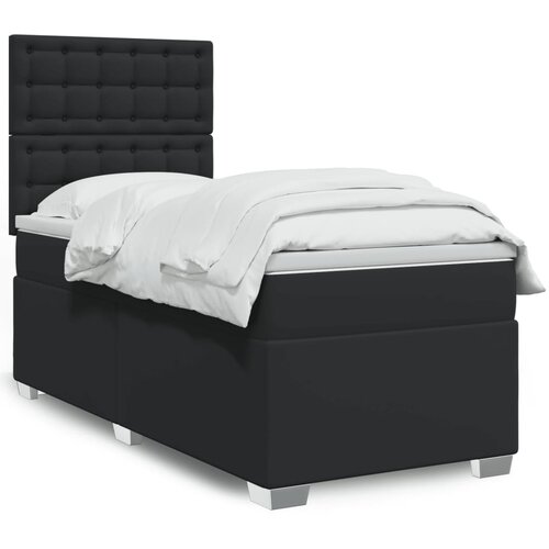 vidaXL Box spring postelja z vzmetnico črn 100x200 cm umetno usnje Cene