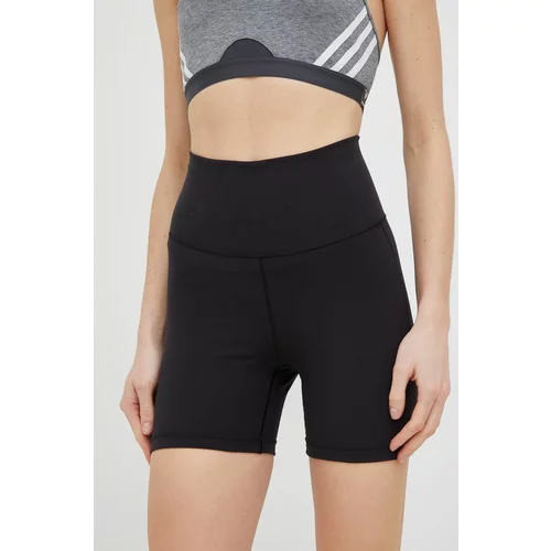 Adidas Kratke hlače za jogu Yoga Studio za žene, boja: crna, glatki materijal, visoki struk