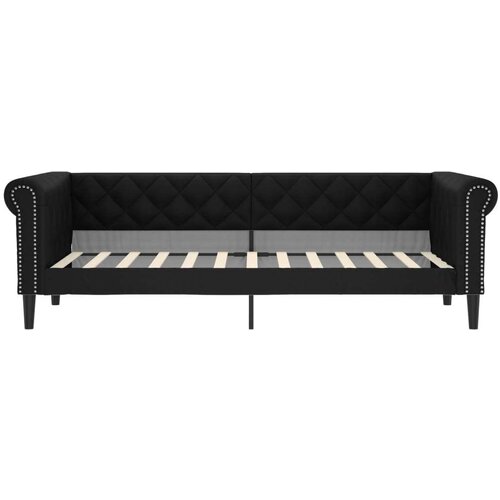 VidaXL Dnevni krevet na razvlačenje crni 90 x 200 cm od umjetne kože Slike
