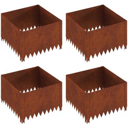  Ograda oko Travnjaka 4 pcs 60 x 60 x 35 cm Čelik Rđa Slike