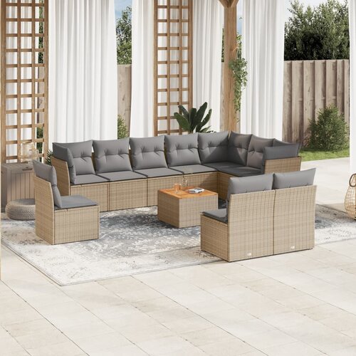 vidaXL 11-dijelni set vrtnih sofa s jastucima bež od poliratana Cijene