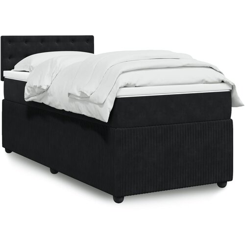 vidaXL Box spring postelja z vzmetnico črna 90x200 cm žamet Cene