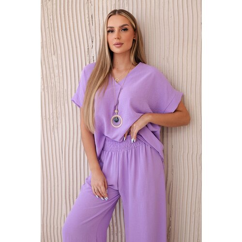Kesi Włoski Set with necklace blouse + pants light khaki Cene