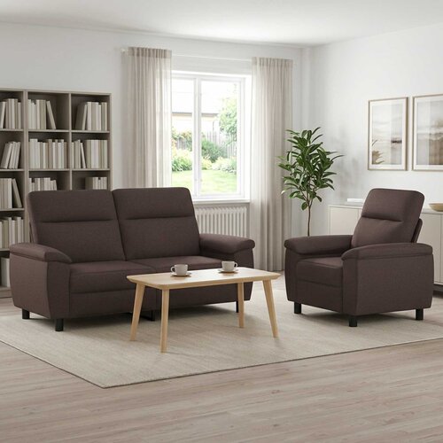  Set sofe 2 pcs Tamno smeđa Tkanina Slike