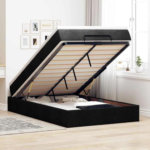 vidaXL Otomanski okvir kreveta s madracem crni 120x200cm od tkanine Cene