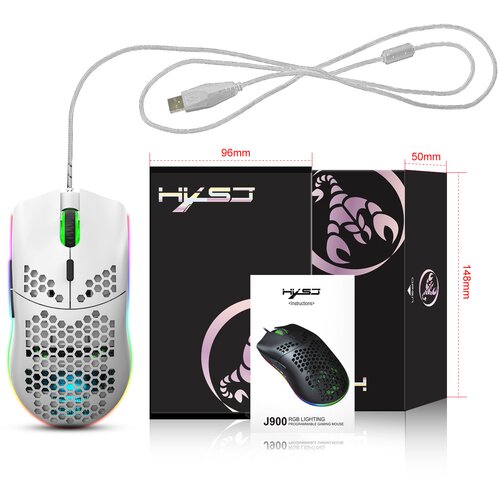 INF Lahka žična igralna mi&amp;scaron;ka z RGB osvetlitvijo, 6 nastavljivimi DPI, 6 gumbi White, (21537922) Slike