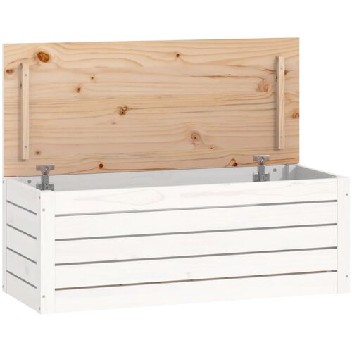  Kutija za pohranu bijela 89 x 36,5 x 33 cm od masivne borovine Slike