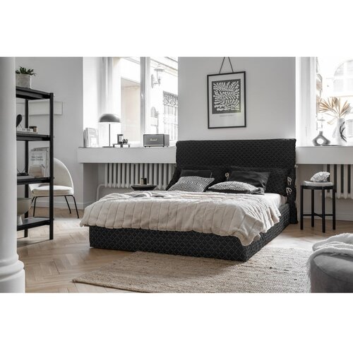 Miuform Crni tapecirani bračni krevet s podnicom 160x200 cm Sleepy Luna - Slike