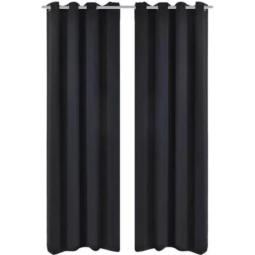  2 kosa črnih zaves z obročki 135 x 245 cm