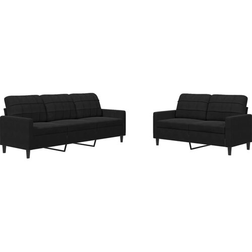 Maison Chic Sedežna garnitura - kavč 2-delna z blazinami črn žamet, (21728826) Cene