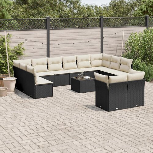 VidaXL 13-dijelni set vrtnih sofa s jastucima poliratan crni Slike