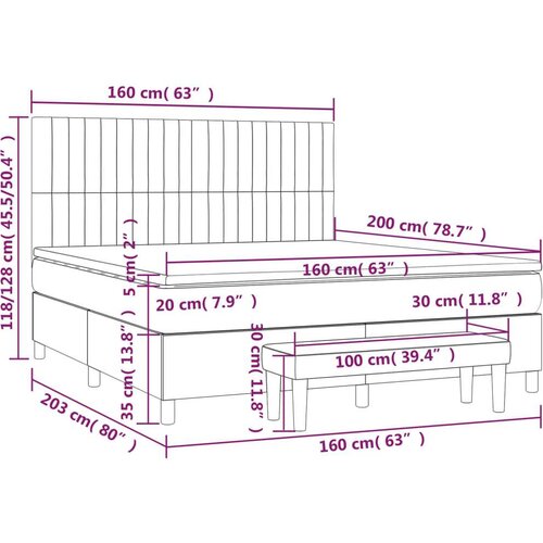  S oprugama i madracem crni 160x200 cm od tkanine Slike