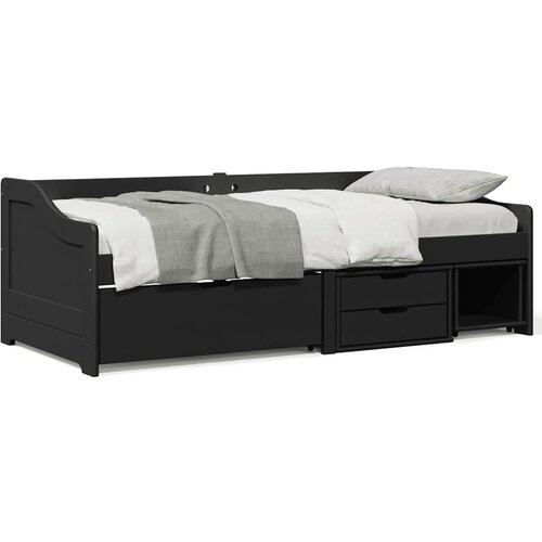 VidaXL Dnevni krevet s 3 ladice bez madraca &amp;quot;IRUN&amp;quot; crni 90x200 cm Slike