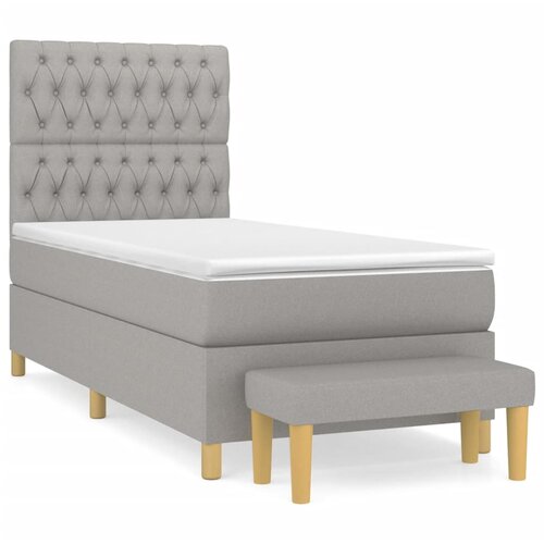 Maison Chic Box spring postelja - Vzmetna postelja z vzmetnico svetlo siva 90x200 cm blago SL13336, (21900347) Cene