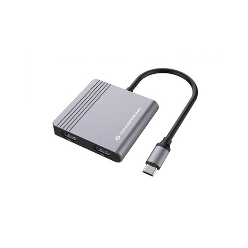 Conceptronic Notebook Dock - DONN13G (ulaz: USB-C, izlaz: 2xHDMI+USB-C PD:100W+USB-A, srebrni) Slike