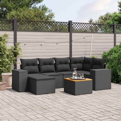  7-dijelni set vrtnih sofa od poliratana s jastucima crni Crna 83 x 62 x 69 cm Cene