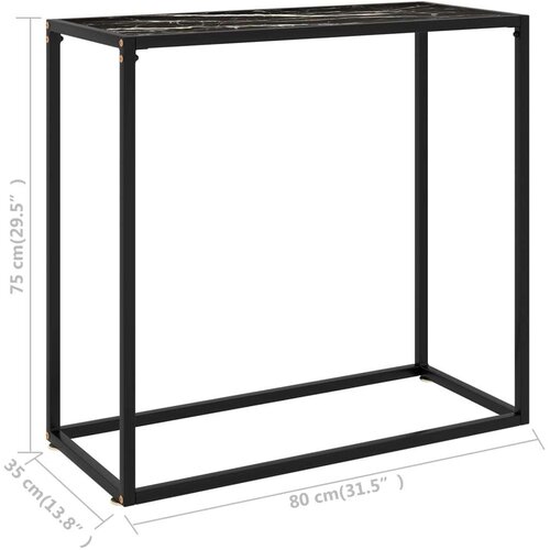  Konzolni stol crni 80 x 35 x 75 cm od kaljenog stakla Slike