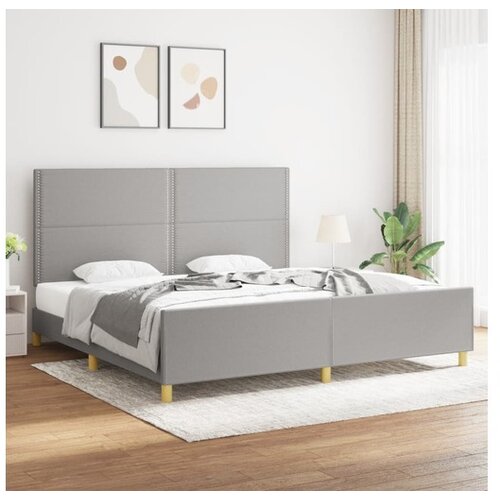  Posteljni okvir z vzglavjem svetlo siv 200x200 cm blago Slike
