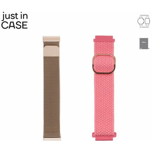 Just In Case zamenske narukvice 2u1 za pametne satove 20mm pink-pink Slike