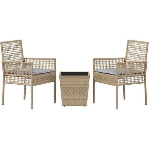  Set od 3 komada za vrt s jastučićima bež poly rattan Slike